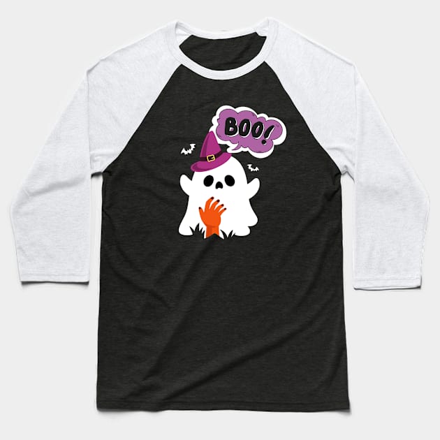 Halloween Boo Baseball T-Shirt by JabsCreative